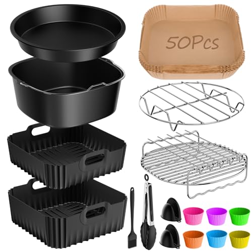 17-Teiliges Heißluftfritteuse Zubehör für COSORI Turbo Tower Pro Smart 10 8L Double Stack Airfryer BPA-frei Airfryer Silikonform Zubehör für COSORI Turbo Tower 6 5L/4 3L Air Fryer Silikon Einsatz