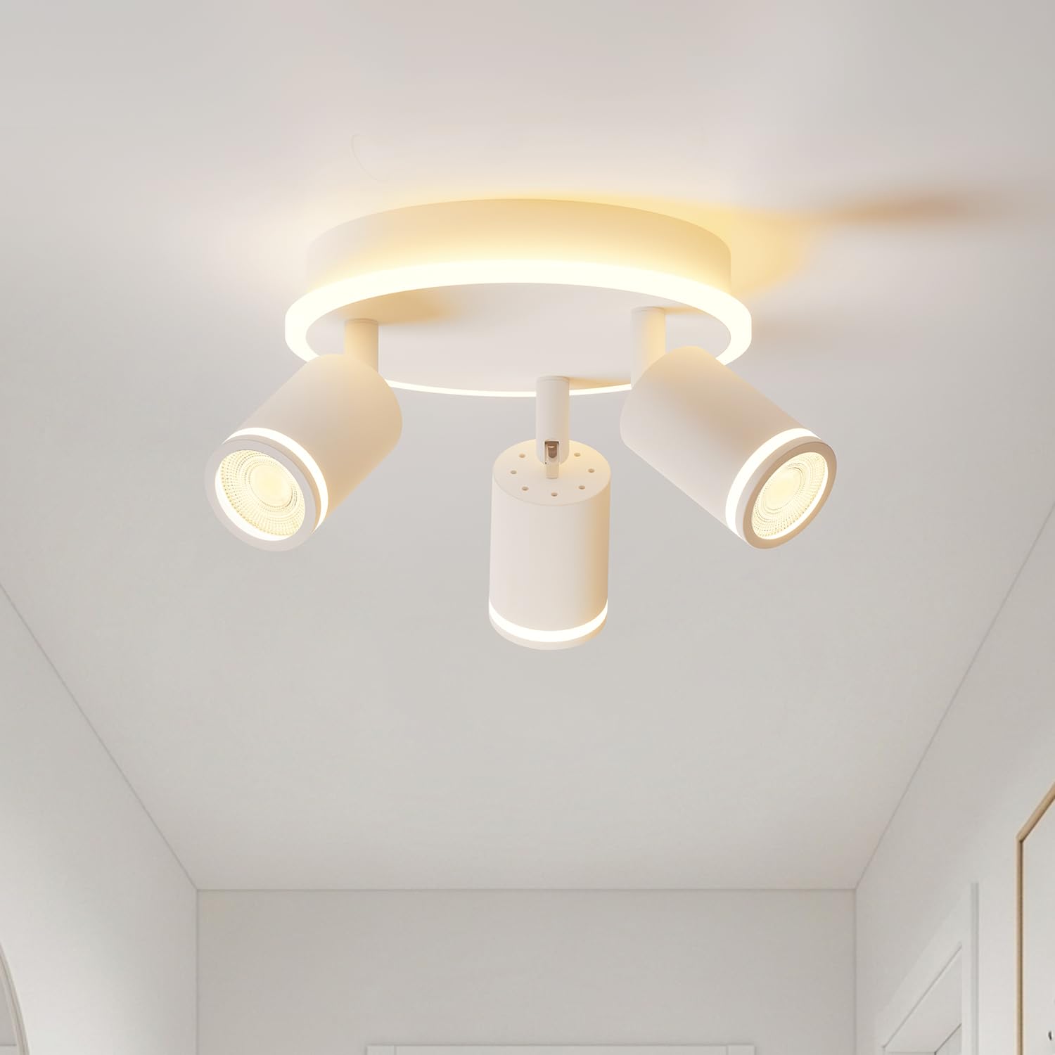 Lvwit 3 White Pc Lampshade -R Ceiling Light Fitting,Bedroom Lights Ceiling,3 Way Spot Lights Ceiling,Adjustable White Ceiling Light,Kitchen Lights Ceiling,Spotlight Bar Lighting,Spotlights Ceiling Lights (Gu10 Base,No Bulbs)