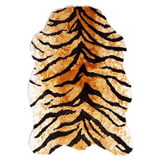 Walk on Me Classic Faux Fur Tiger Skin Rug - New Made in France (3x5 (Actual 40" x 55"))
