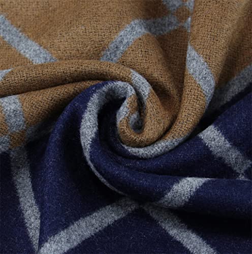 Zykbb Korean Fashion Plaid Scarf Men's Cotton Winter Warmth Thickened Brushed Tassel Scarf (Color : A, Size : 18030Cm) #TOP2