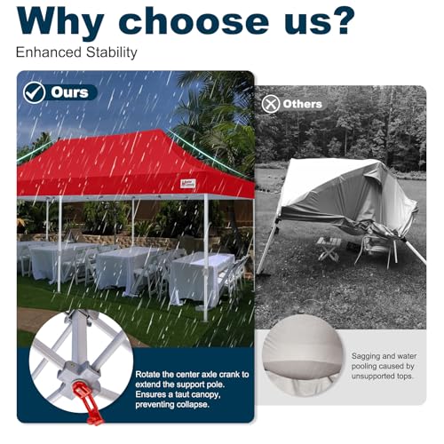 Image of MASTERCANOPY 10x20 Heavy Duty Pop Up Canopy Tent with Roller Bag(Red)