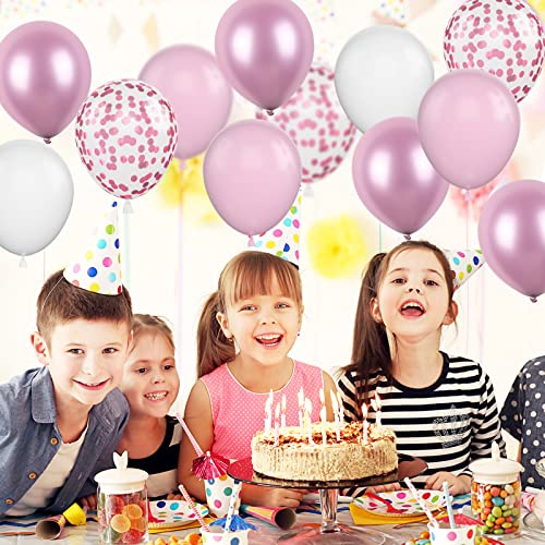 Pink Party Balloons For Girls Women, 30Pcs Pastel Pink White Balloons, Macaron Pink Wedding Balloons With Pink Metal Confetti Balloons For Birthday Baby Shower Wedding Anniversary Decorations #TOP4