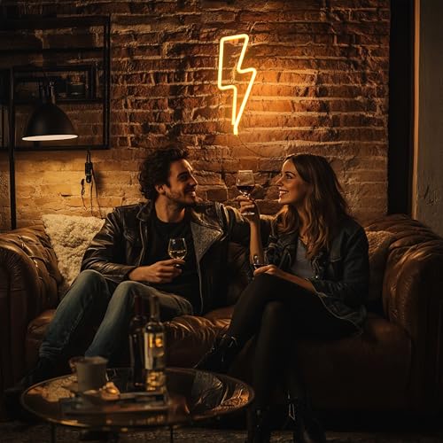 Image of 3 Pack Lightning Neon Sign Wall Decor,USB&Battery Powered LED Bolt Game Neon Light for Teen Girl Kid's Bedroom, Bar, Aesthetic,Christmas,Gaming Room, Party, Home, Wedding Party
