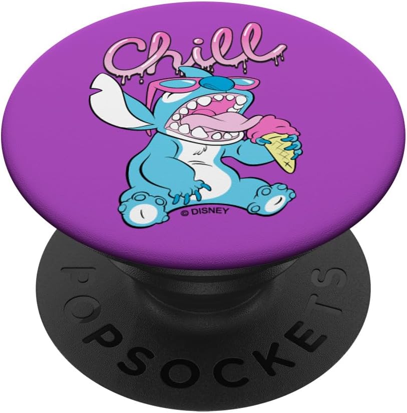 Disney Lilo and Stitch Chill Ice Cream on Purple PopSockets MagSafe PopGrip for iPhone