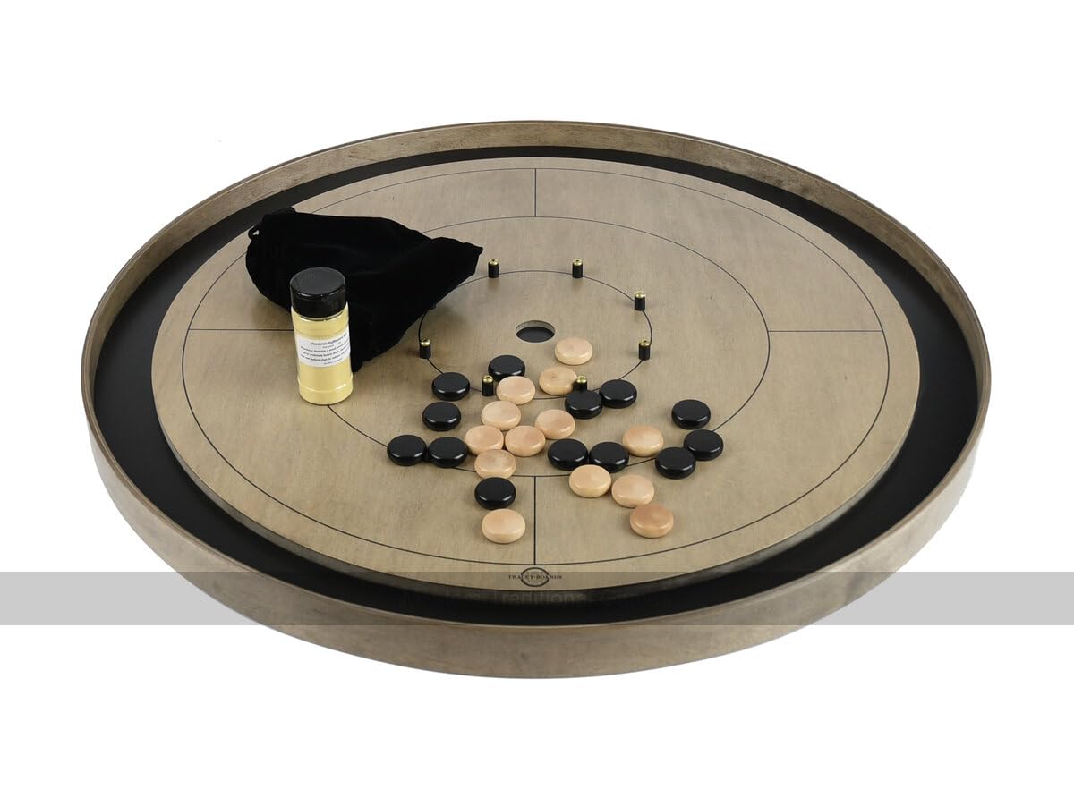 Tracey 'Grey Rock' Crokinole Board - Tournament Board - Dark Grey Ditch and Hole - 26 Disks - Handmade in Canada