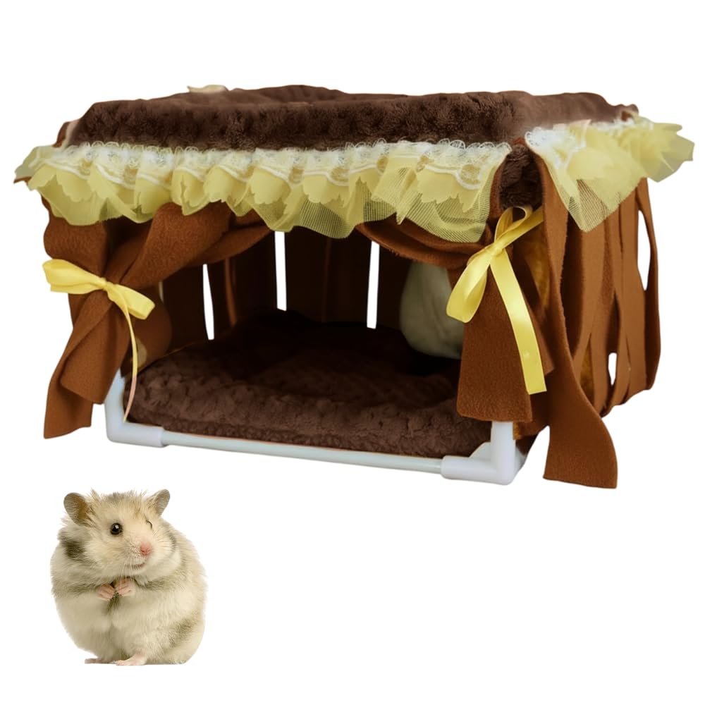 BDKMMS Guinea Pig Bed, Washable Small Animal Tunnel Hideouts with Curtains, Hamster Tunnel for Hamster Chinchill Small Bunny Ferret