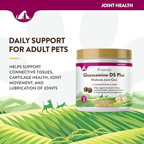 NaturVet Glucosamine DS Plus Level 2 Moderate Gelenkpflege für Hunde und Katzen, 120 ct Soft Chews Made in USA