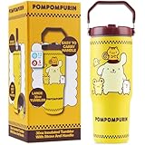 Get Trend Hello Kitty Pompompurin Tazza Termica con Manico e Cannuccia 850ml, Borraccia Te...