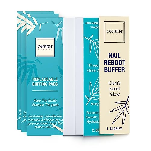 Onsen Secret Nail Buffer Block Replacement Pads - 3-Way Buffing Block Smooth Shine Natural Nail Buffing w/ 3-Sides Coarse, Soft, Silky, Buffer Replacement 12 Combo Pads Only - 3 Pack