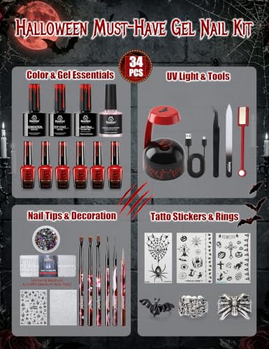 Image of Beetles Halloween Box Vampiric Feast Gel Nail Polish Kit with Mini UV Light