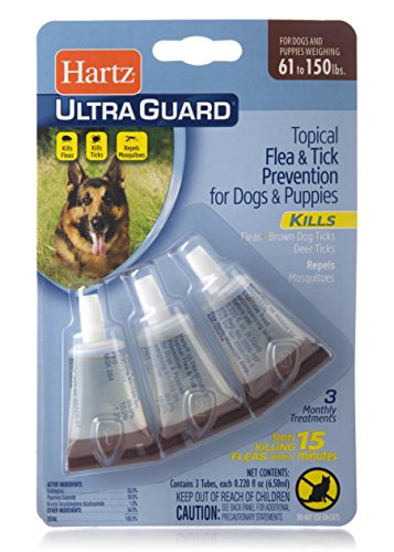 Hartz UltraGuard Flea & Tick Drops for Dogs & Puppies 61-150lbs - 3 Monthly Treatment