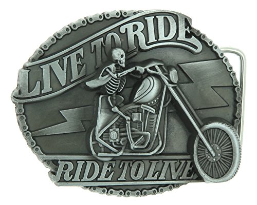 Live to Ride Skull Motorcycle Belt Buckle