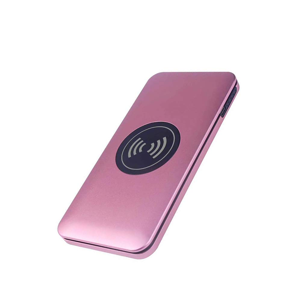 Cargador Móvil Portátil Batería Externa 10000mAh Cargador Inalámbrico Rápido Power Bank con 3 Puertos y 2 Portátil Entrada Wireless Charger para Android Phones, Smartphones