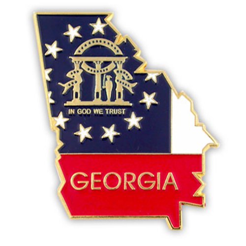 PinMart State Shape of Georgia and Georgia Flag Lapel Pin 1-1/4"