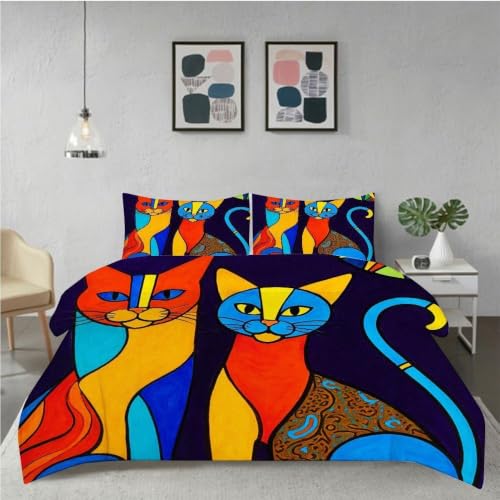 Ensemble de literie 140x200 cm chat 3d avec housse de couette haute qualité