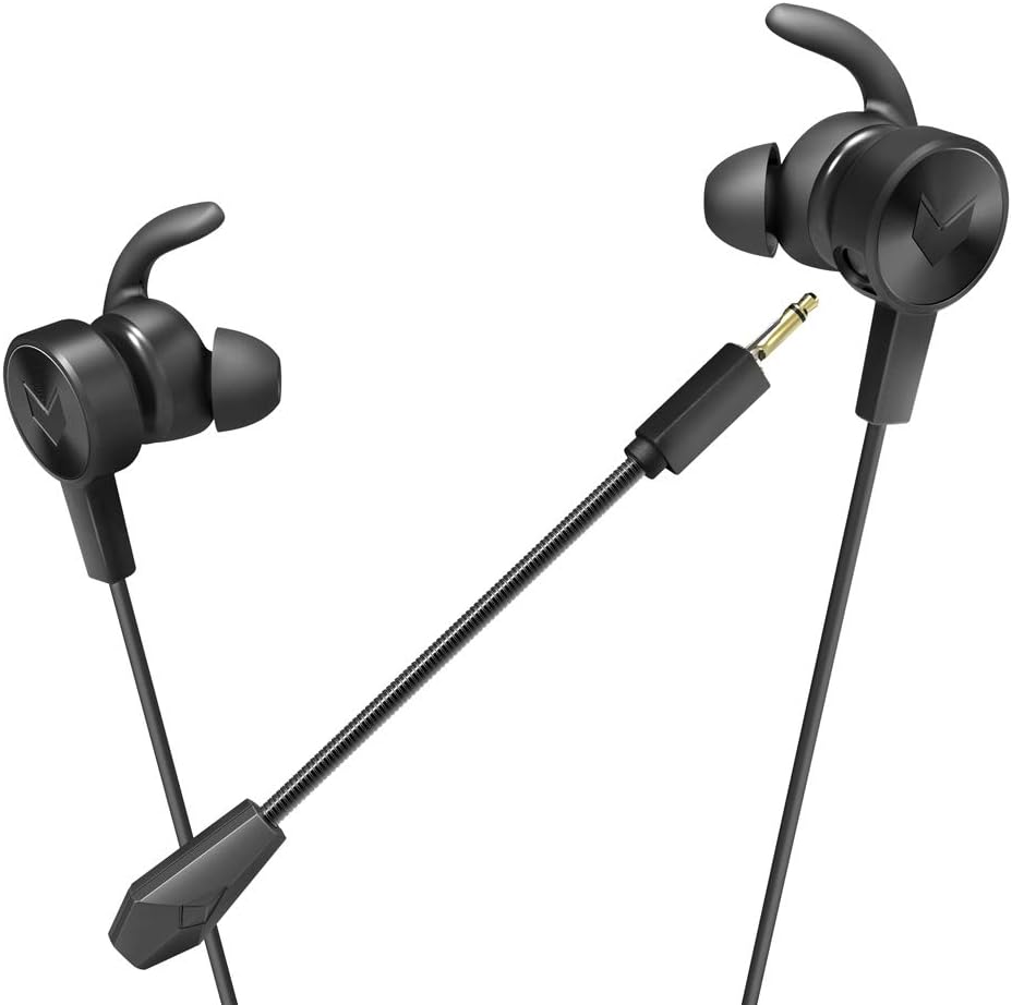 RAPOO Gaming Earbuds, Wired in-Ear Headphones with Dual Mic, Hi-Fi Stereo Earphones for Nintendo Switch PC, Laptop, Cellphone with 3.5mm Jack- Black