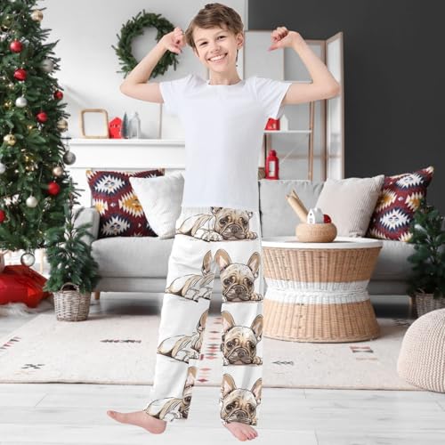 Boy's Pants Cute French Bulldog Jogger Pants Elastic Waist Long Bottoms Trousers with Pockets 6-14 Years2