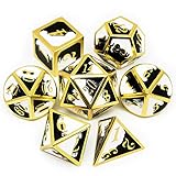 Haxtec Metal Dice Set D&D Gold Black White Metal DND Dice for Dungeons and Dragons RPG Games