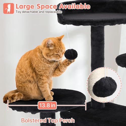 Torre para Gatos de 54 pulgadas con Rascador y Casa miniatura 3