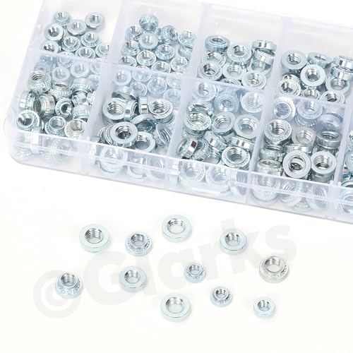 Glarks 220pcs M3 M4 M5 Verzinkerte Selbstklemmmutter Kit, 304 Edelstahl Rundkopf Nietmutter, Knurled Selbstklemmmutter Befestigungsmittel