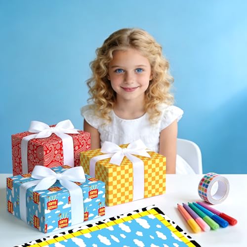 LaVenty Spielzeug Partyzubehör Geschenkpapier Cowboy Geschenkpapier Wüsten DIY Bastelgeschenk für Geburtstagsfeier Babyparty Geschenkdekoration