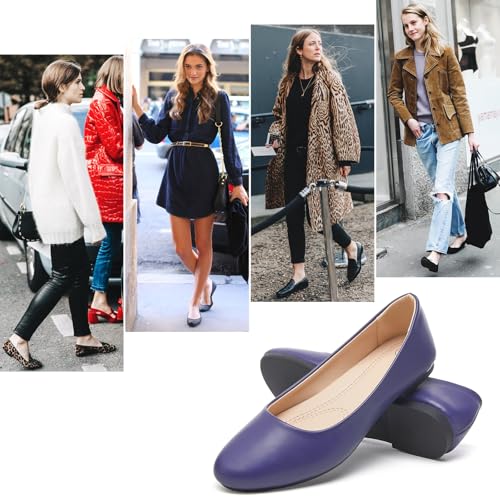 Image of Hash Bubbie Women's Flats Shoes Ballet Flats Dress Shoes Comfortable PU Leather Slip on Shoes for Women