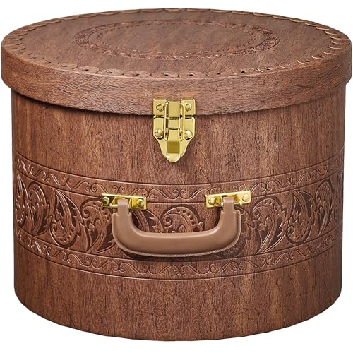 Creative Scents Large Hat Box for Men & Women Storage- Round Hat Box Container Easy Travel with Gold...