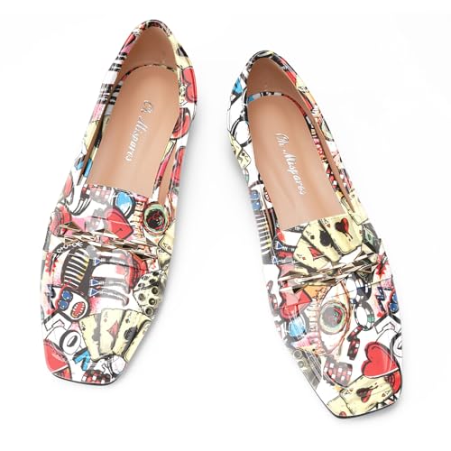 Image of Oh Mispares Womens Loafers Square Toe Low Heel Penny Loafers Fashion Comfortable Slip on Flats Casual Dressy Shoes for Women Work Office Patent Leather