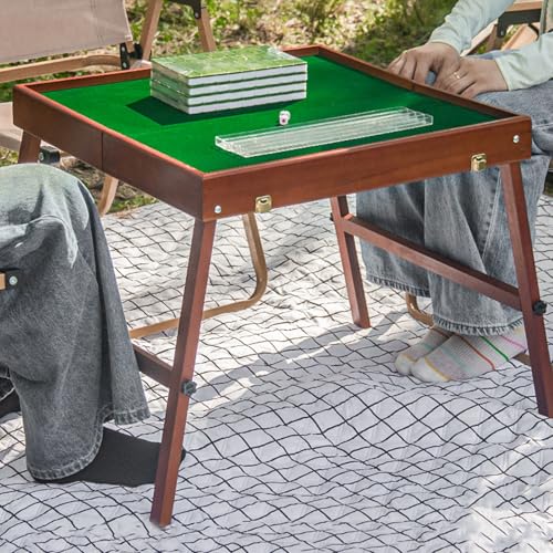 Mesa Plegable de Mahjong con 144 piezas, Verde miniatura 1