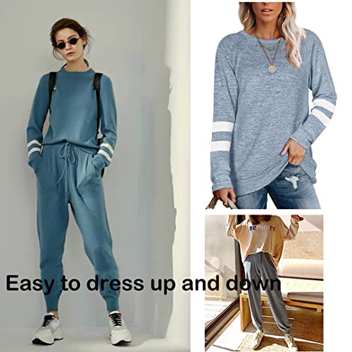 Image of Ekouaer Sweatsuits Womens Loungewear Set Tracksuit Long Sleeve Pajamas Set with Pockets 2 Piece Outfits Lounge Sets