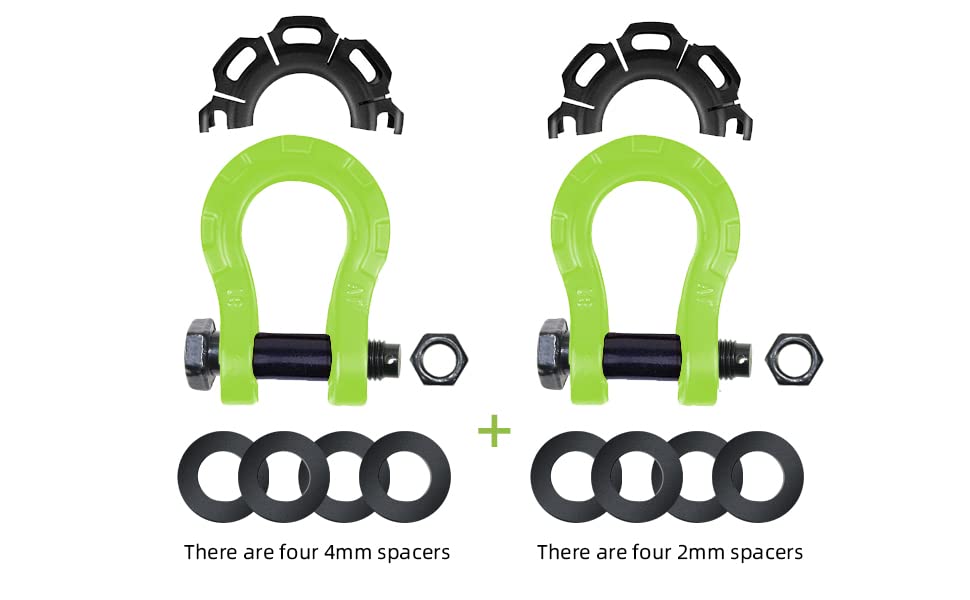 Syhvu D-Ring Shackle (2 Pack) - 104,720 Lbs Capacity, Green