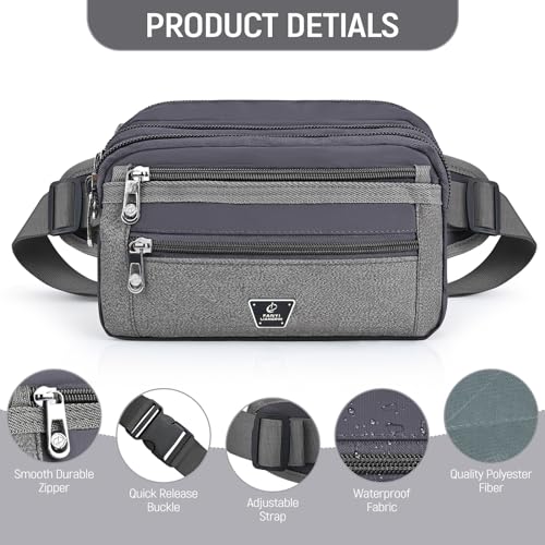 Xoolkly Bum Bag Waist Fanny Pack 7 Zip Pockets Bumbags for Men Women Waist Bag with Adjustable Belt for Sport Running Cycling Camping Hiking Travel - Image 3