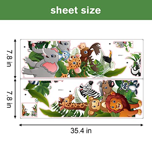 Supzone Jungle Animal Wall Stickers Cartoon Animal Wall Decal Elephant Monkey Giraffe Lion Wall Decor Diy Vinyl Mural Art For Kids Baby Nursery Bedroom Living Room Playroom #TOP6