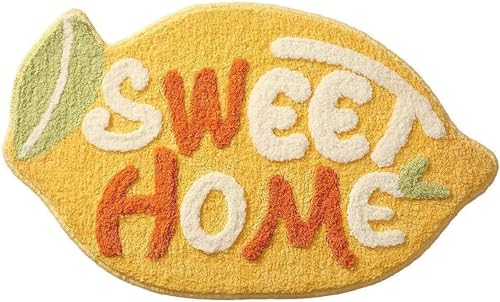 Image of Microfiber Tomato Rectangular Bath Mat: Super Soft Shaggy Kids Bathroom Rug,Anti-Skid,Absorbent,Cute Cartoon Fruit Design,Non-Slip Floor Mat (60x40 Cm) (Multicolor Sweet Home Kids Mat)