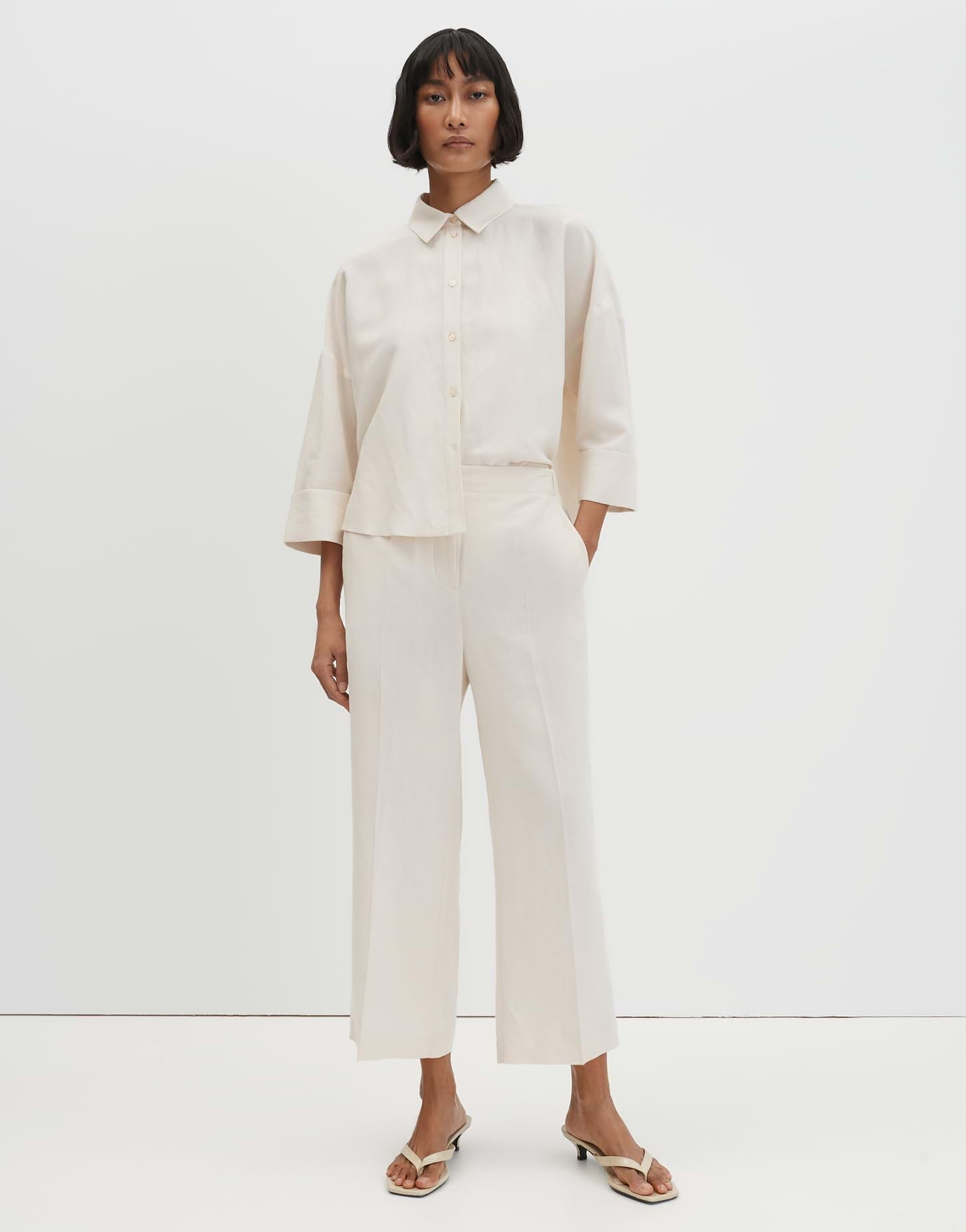 someday Damen Culotte | CELINO Cropped Linen Culotte aus Viskose Leinen Mix