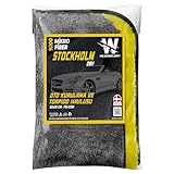 WONKEY - Ultra Kalın Mikrofiber Oto Araba Yıkama Kurulama Havlusu 60x30 cm, Orta Boy &Ccedil;ift Katlı Ara&ccedil; Kurutma ve Torpido Silme Bezi (Sarı-Gri)