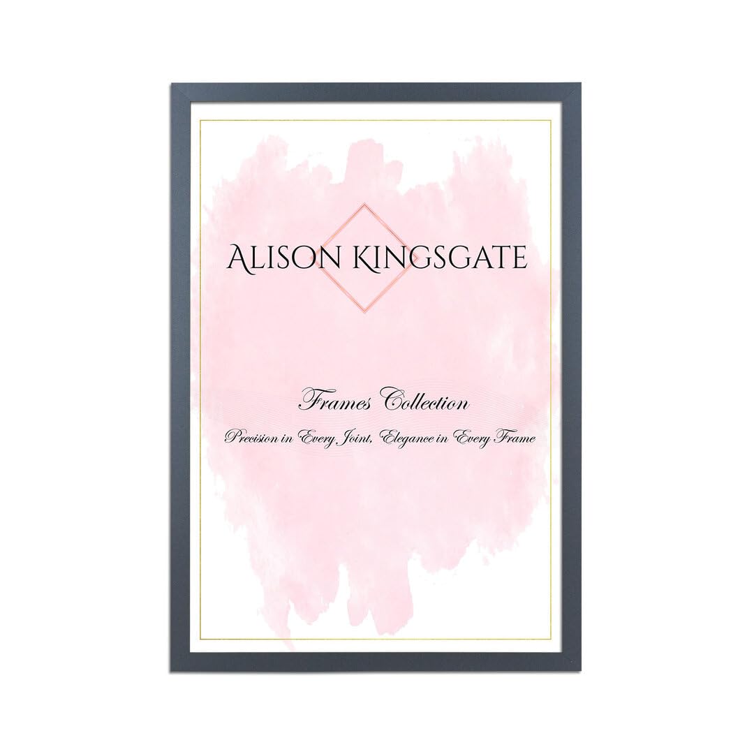 Alison Kingsgate Sleek A2 Picture Frame - Engineered Wood with Shatterproof Perspex Front -Perfect for Photos, Posters, Certificates -Suitable for Wall Mount or Tabletop Display - Dark grey โ image 1