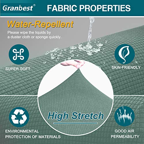 Granbest Premium Water-Repellent Sofa Seat Cushion Covers High Stretch Jacquard Fabric Couch Seat Slipcover Protector for 2 seater sofa (2 seater - Image 4