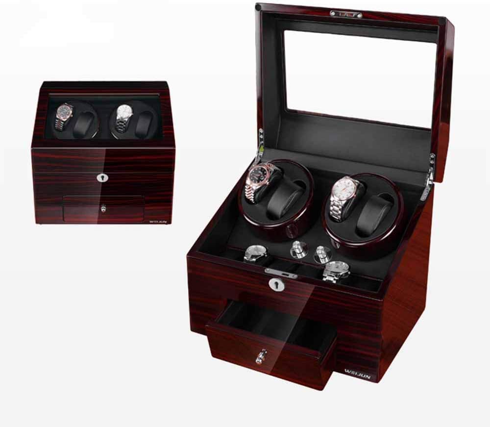 Automatic Watch Winder, Watches Case Display Box with Drawer Extremely Quiet Motor 4+9 Boxes Watch Shaker Box,