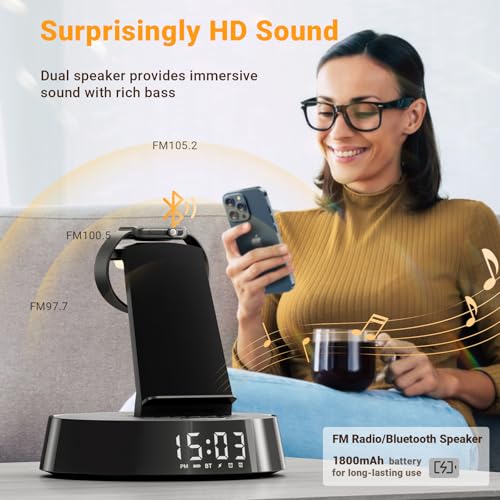 Alarm Clock with Wireless Charging Station, Clock for Bedroom - image 3