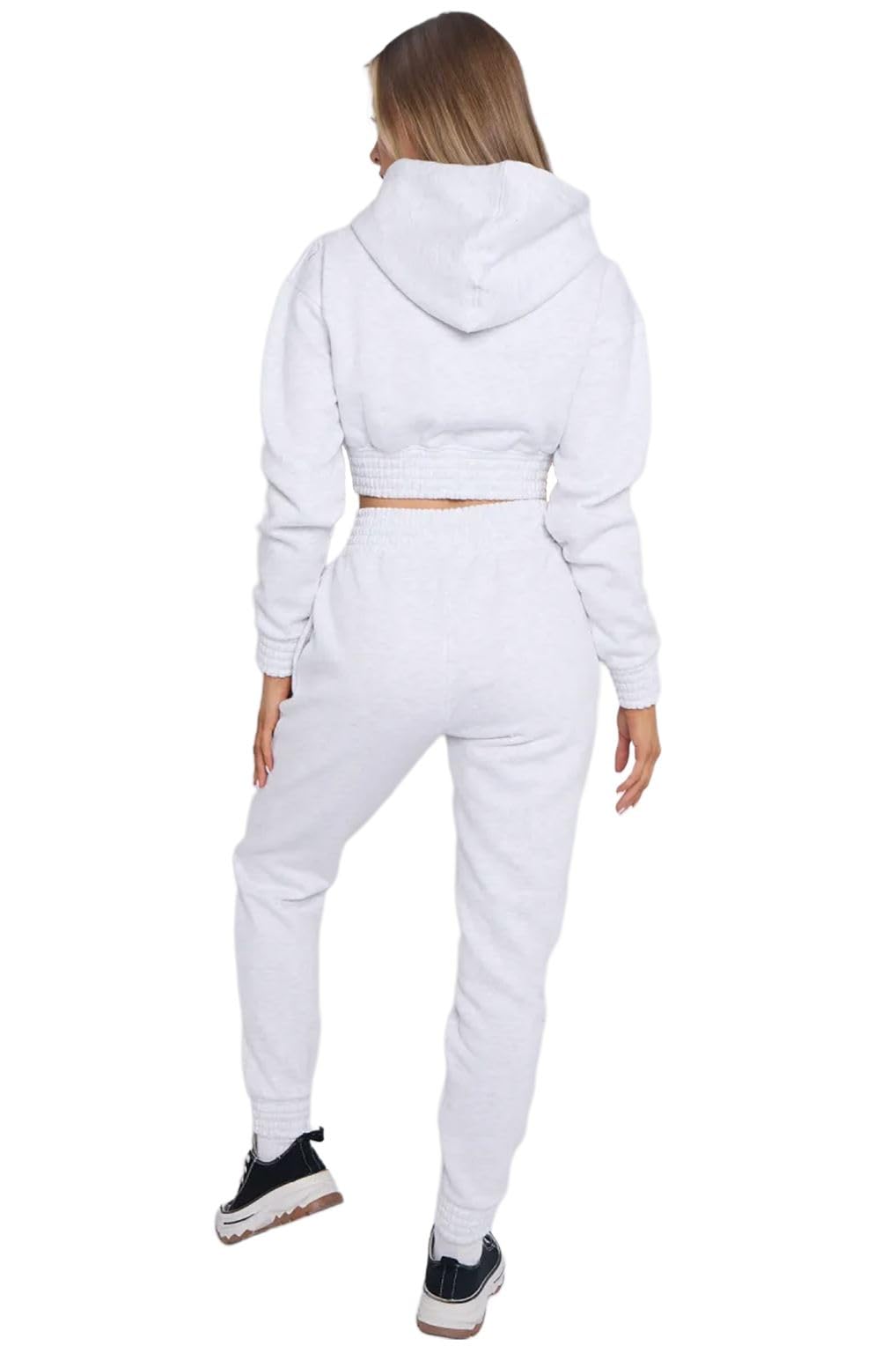 Damska bluza z kapturem zestaw dresowy, bluzy z kapturem na zamek błyskawiczny przycięty top z wąskimi nogawkami jogging polar odzież wypoczynkowa, bluzy z długim rękawem z dolnymi spodniami