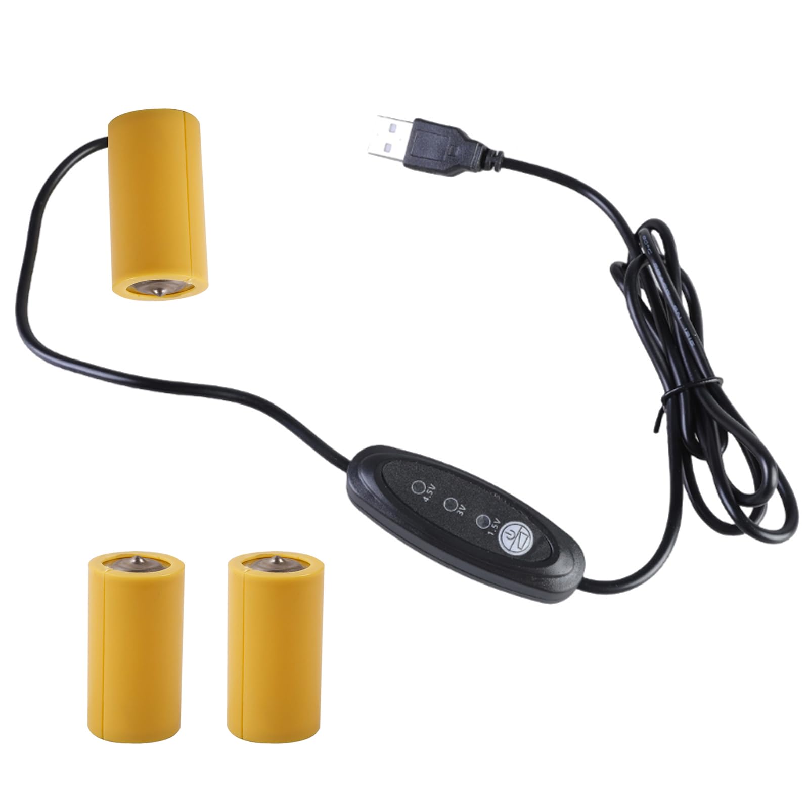 Hqkfuybl USB 5V Input 1.5V 3V 4.5V Output Battery Elimination Cable Power Cord for 1-3pcs 1.5V C Batteries in Toy LED Equipment