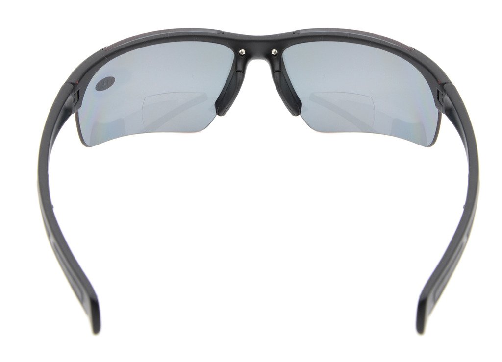 Eyekepper TR90 Unzerbrechliche Sport-halb-randlose Bifokale Sonnenbrille Baseball-Laufangeln Fischen-Fahren Golf Softball-Wandern Mattschwarzes Feld-graues Objektiv +1.0