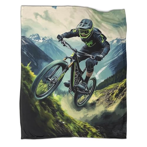 Couverture de lit 3D biking action finitions soignées en microfibre douce - 3