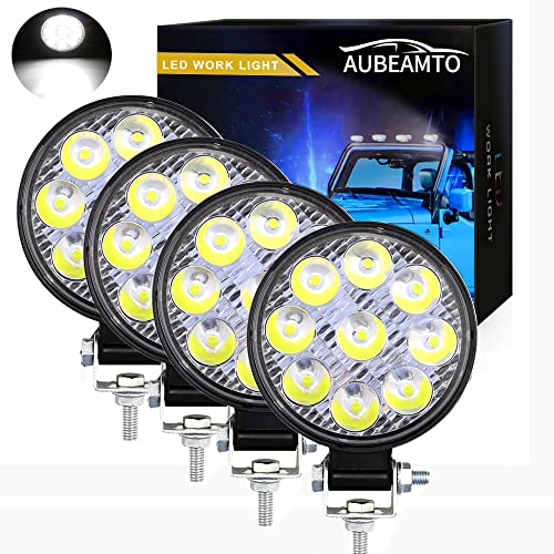 3 Inch Car Bumper Led Fog Lights For Off Road,Aubeamto 4-Pack 8000Lm Round Led Light Bar Car Outdoors Lights Spot Lights Pods For 12V 24V Trucks, Off-Road Vehicle, Atv, Suv, Utv, 4Wd, 2 Yrs Warranty #TOP7