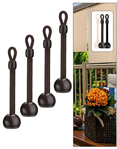 IVYSUN Sun Shade Tie Downs Replacement Parts,Bungee Tie Downs,Weather Resistance,Same Size as Original,Compatible with Coolaroo Exterior Roller Shade,Outdoor Blinds(Brown,4 Pcs)