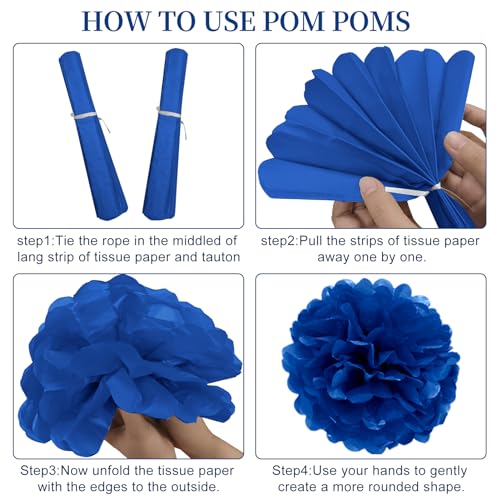 Image of Kuxriox 20PCS Retirement Party Decorations Kit for Men, Blue Silver Retirement Backdrop Balloons Honeycomb Centerpiece Swirl Paper Pompoms Party Supplies, Retired Sash Table Topper Swirls Set