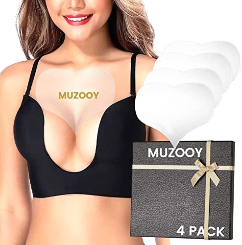 Muzooy 4 Pack Chest Wrinkle Pads, Anti Wrinkle Silicone Chest Patches, Resuable and 100% Medical Grade Décolleté Anti Wrinkle Patches, Overnight Wrinkle Remover Treatment while Sleeping