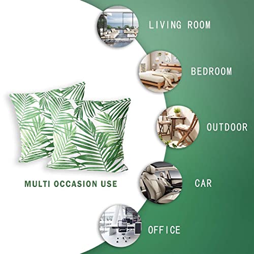 Panghouz Green Plant Leaf Decorative Throw Pillow Covers For Couch Bed Sofa Living Room Tropical Plants Leaves Square Cushion Cases Art Home Decor 18X18 Inch Set Of 2 #TOP6