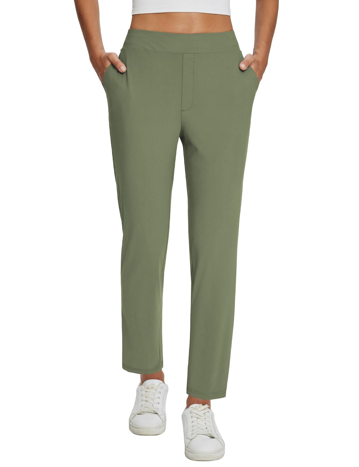 baleaf Womens Business Casual Pants Stretch Travel Pants On Airport with Zipper Pockets Dressy Slacks Golf Work Pull on